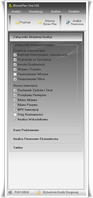 Strona gł&oacute;wna programu iBiznesPlan One